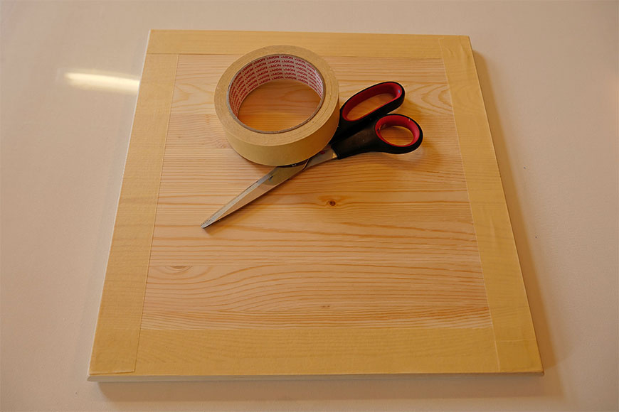 Erster Arbeitsschritt, abkleben Malfläche